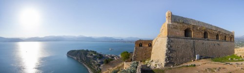 Steep cliff above the sea of Palamidi Fortress