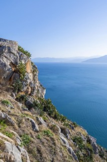 Steep cliff above the sea of Palamidi Fortress