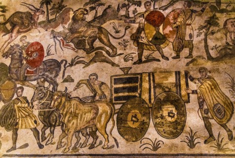 Booty being transported on ox carts