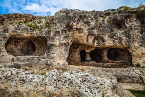 Terrace with images of important deceased carved into the rock
