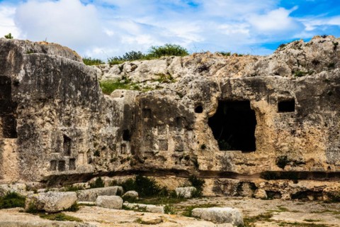 Terrace with images of important deceased carved into the rock