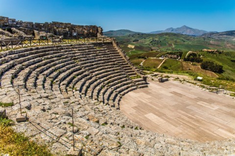 Hellenistic ancient theatre from the 3rd century BC with grandiose panorama