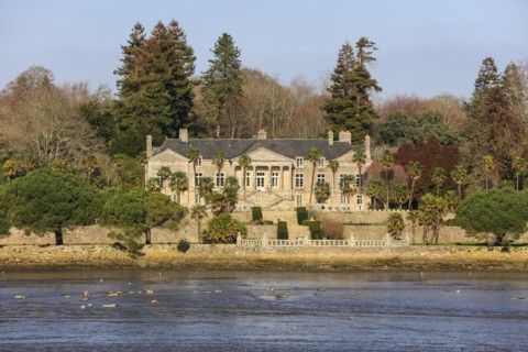 Park and castle Chateau de Lanniron on the banks of the river Odet