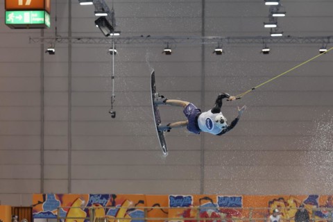 Wakeboard stunt at the lift