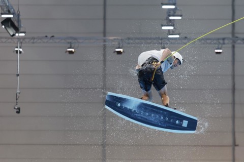 Wakeboard stunt at the lift