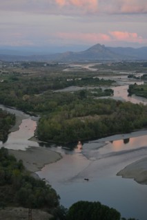 Confluence of the Buna and Drin Rivers with Evening Glory