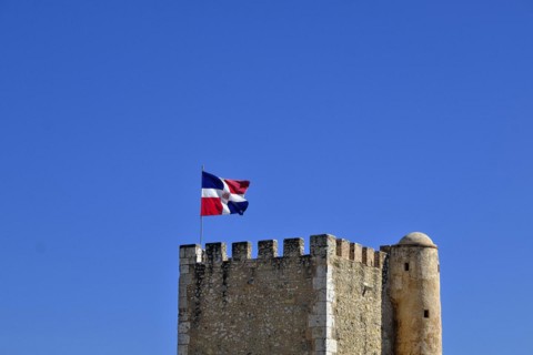 National flag of the Dominican Republic at Fortaleza Ozama Fortress