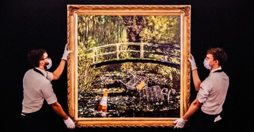 Show me the Monet refers to the impressionist masterpiece The Waterlily Pond by Claude Monet