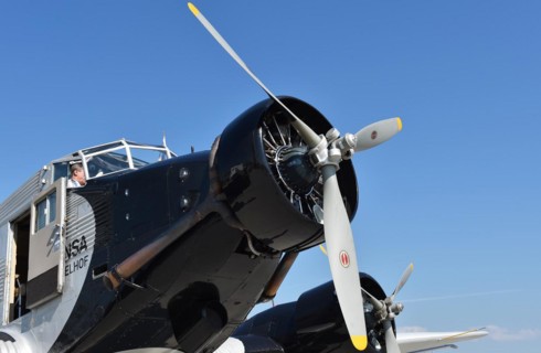 Propeller plane Ju 52 on the tarmac