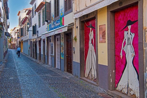 Colourfully painted door