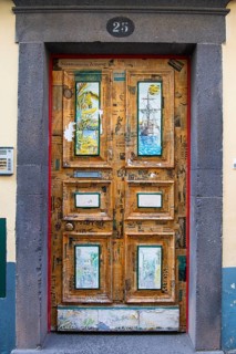 Colourfully painted door