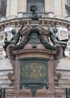 Sculpture in front of the entrance to the Opera Garnier building