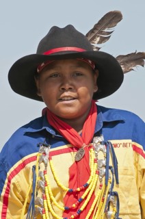 Young boy in traditional regalia