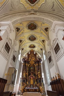 High altar of the baroque town parish church of St. Oswald