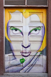 Colourfully painted door