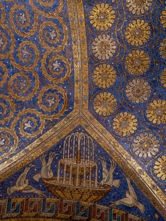 Detail of the mosaic wall in the UNESCO World Heritage Aachen Cathedral