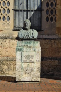 Bust of Arzobispo Merino in front of the Cathedral of Santa Maria la Menor