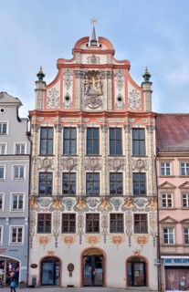 Historic town hall with a magnificent rococo facade on the main square