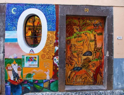 Colourfully painted door