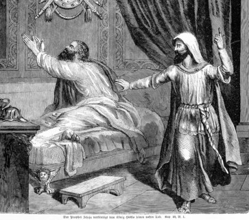 The prophet Isaiah proclaims to King Hezekiah his imminent death