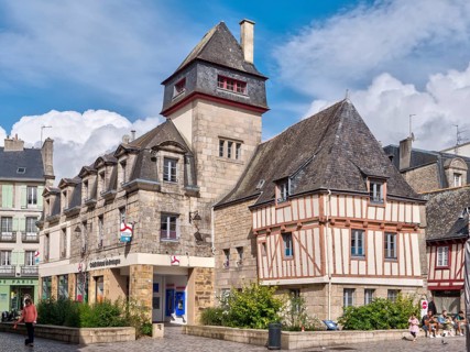 Old town with half-timbered house at Place Terre au Duc