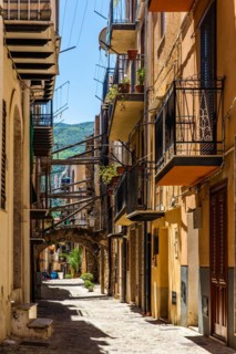 Castelbuono in the Madonie mountains with historic old town