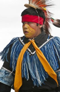 Young boy in traditional regalia