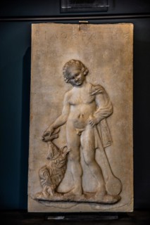 Ancient Greek funerary stele of a boy