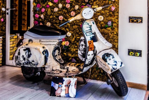 Artistic showcase with Vespa