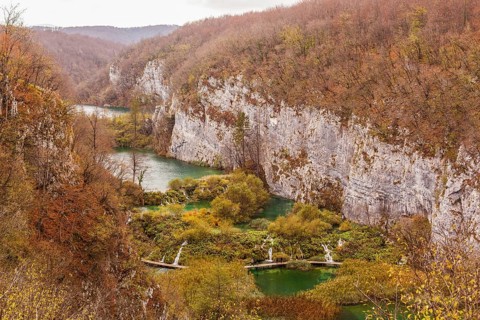 Waterfalls and lakes in the Plitvice Lakes National Park in Croatia. Counts as a Unesco World Natural Heritage Site