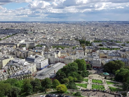 View of Paris from the plateau in front of the Sacre-Coeur Basilica