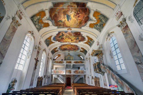 Organ gallery and ceiling frescoes