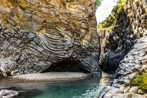 Bizarre rock formations of basalt