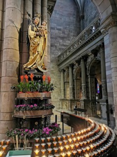 Madonna in church interior