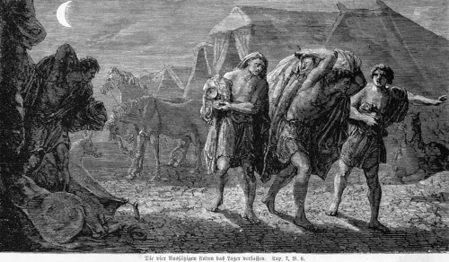 The four lepers find the camp abandoned