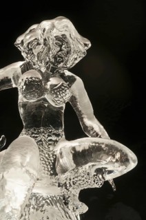 Ice sculpture of giant chimera of a woman/spider Lake Louise