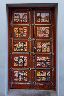 Colourfully painted door