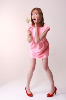 Woman in pink mini dress