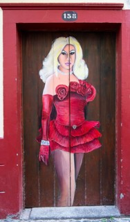 Colourfully painted door