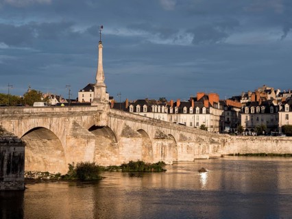 View of the Jacques Gabriel bridge over the Loire and the city of Blois