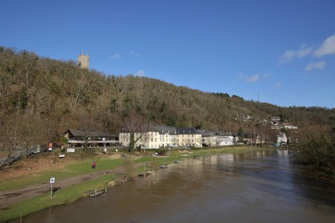View of Laurenburg Castle and Ruin in the Lahn Valley