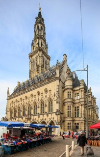 Gothic Town Hall with Belfry at the Place des Heros