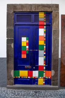 Colourfully painted door