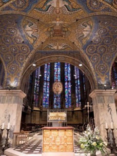 Magnificent interior in the UNESCO World Heritage Aachen Cathedral