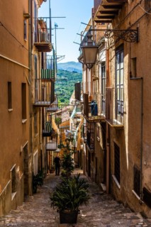 Castelbuono in the Madonie mountains with historic old town