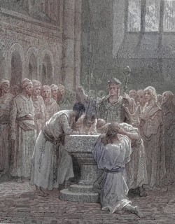 Baptism of the converted Moors after the Crusades
