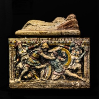 Etruscan terracotta cinerary urn