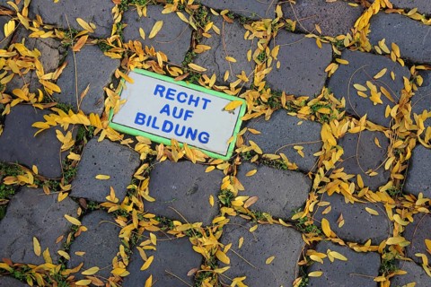 Paving stones with inscription Right to education