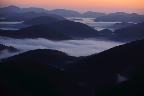 View from Wegelnburg in front of sunrise