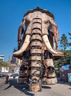 The tourist attraction at the art studio Les Machines de l'ile is a giant mechanical elephant